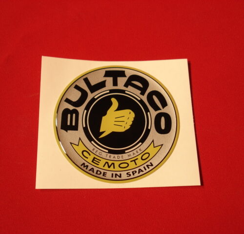 ADHESIVO BULTACO GRIS EN RESINA 56MM DIAMETRO.